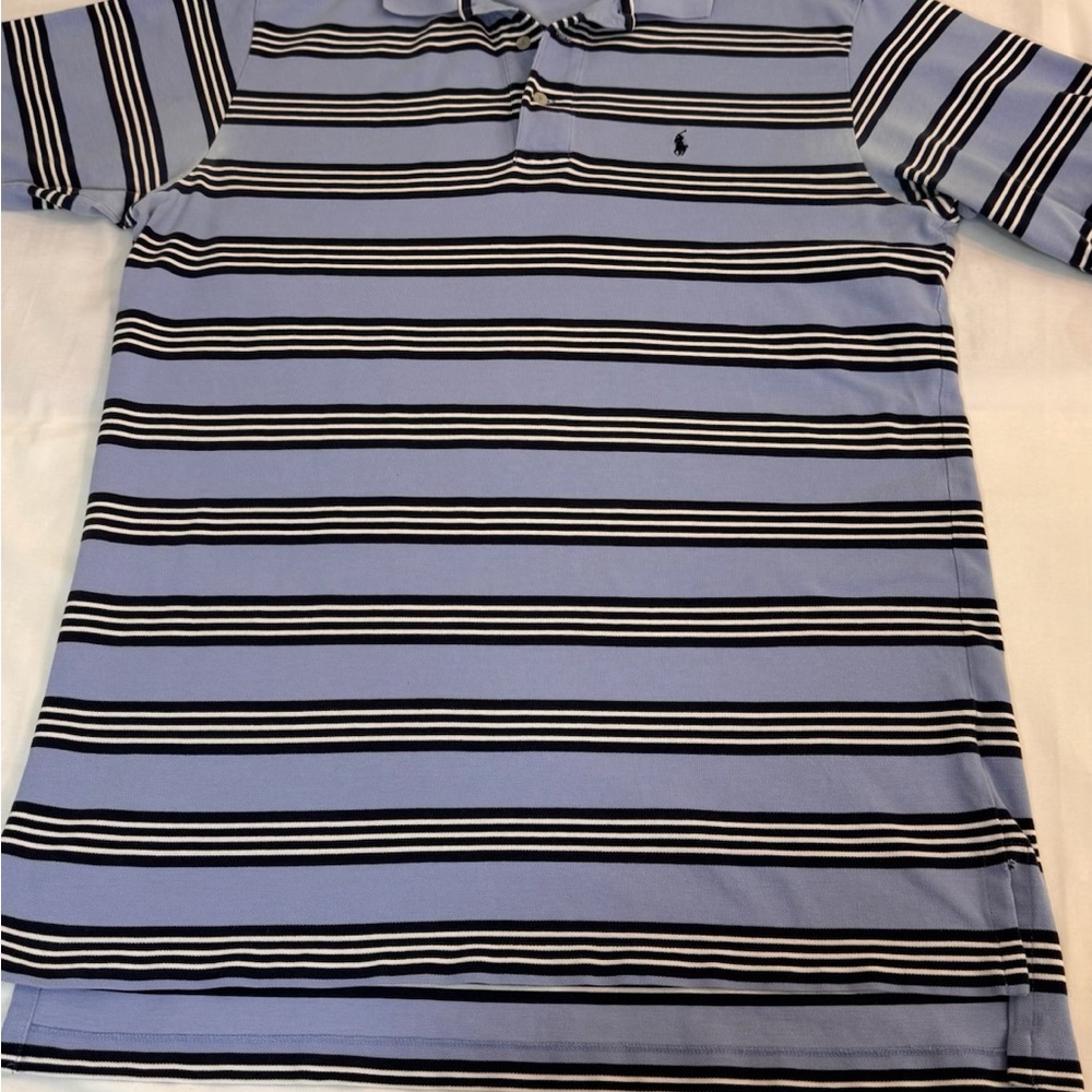 Men's Ralph Lauren Light‎ Blue and Black Striped Polo XL
